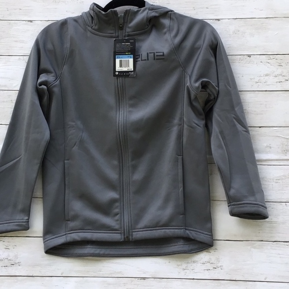 🌼 NIKE‎ THERMA Dry Fit Technology hooded sweater. Size Med Boys GRAY